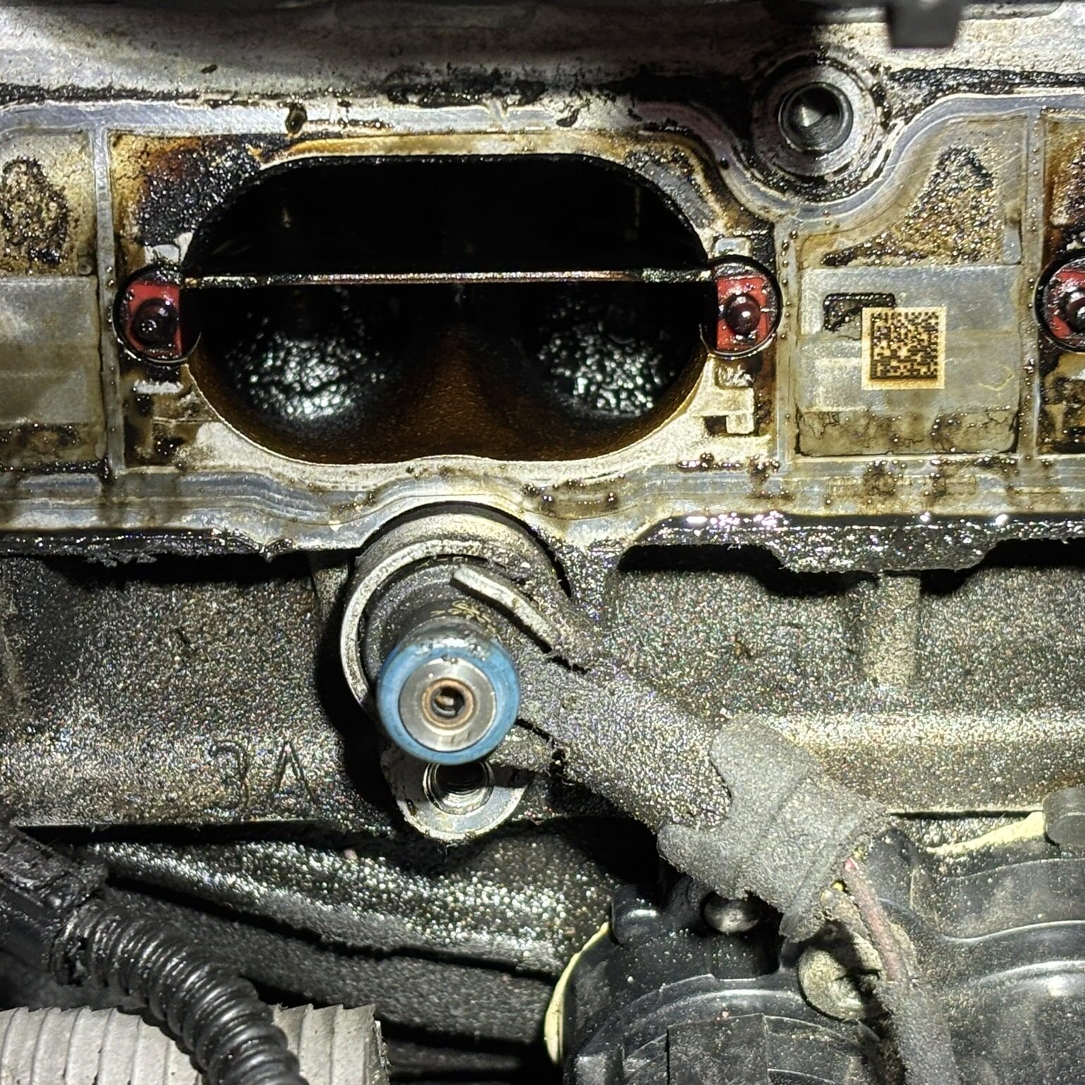 Audi A3 carbon buildup on intake port close up